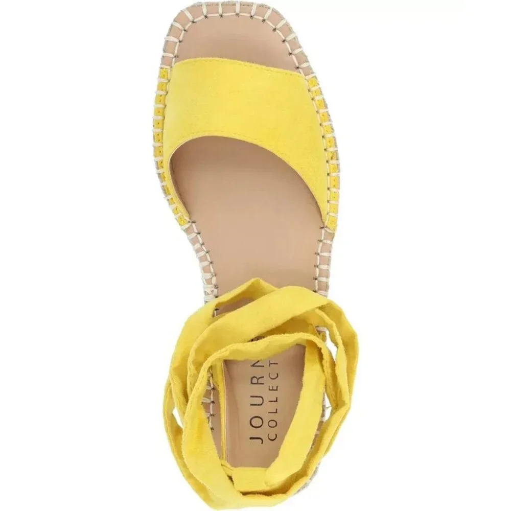 Journee Collection Emelie Espadrille Sandal Yellow 6.5 New $72